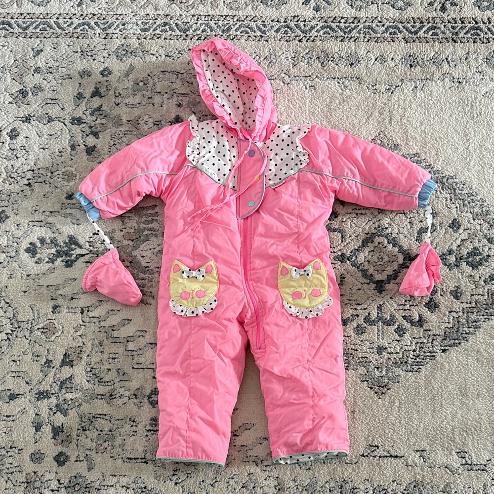 Playskool Pink Hooded Baby Snowsuit with Cat Pockets
